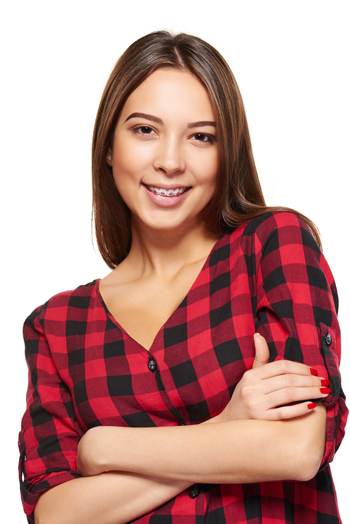 young teen with braces