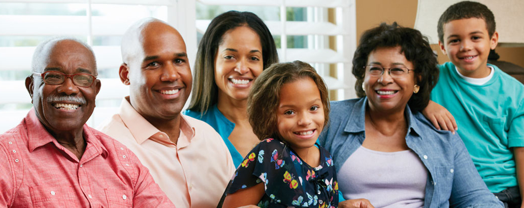 smiling family waiting at the dentist